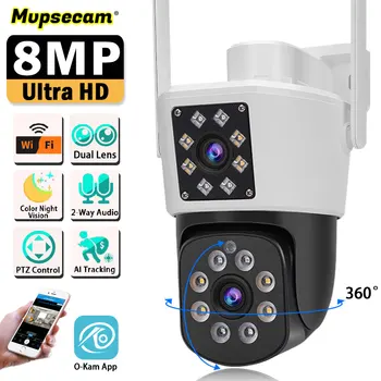 4K 8MP PTZ WiFi IP Kamera Dvojno Objektiv AI Auto Tracking Človekovih Zazna Brezžična nadzorna CCTV Kamere Security Protection