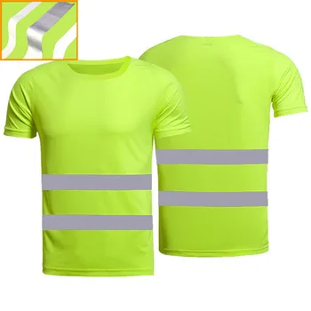 Športih na prostem, Fluorescentna odmevne Varnost Dela Majica Poletje Dihanje Delo Majica Odsevni Telovnik, T-shirt Quick Dry
