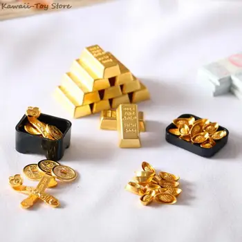 1:12 Lutke Miniaturni Zlate Opeke Mini Baker Denarnih Lutke Hiša Pribor Transakcije Plemenitih Kovin Človek Gold Opeke Pribor