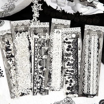 10 kosov Materiala, papirja izdolbel čipke črni in beli cvetovi metulj torbice dekorativnih materialov Memo Pad 6 vrst