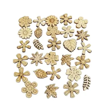 100 kozarcev/veliko Lesenih sekancev Mešani Velikosti Cvet DIY Scrapbooking za Darilo Oznako Okraskov Dekoracijo DIY