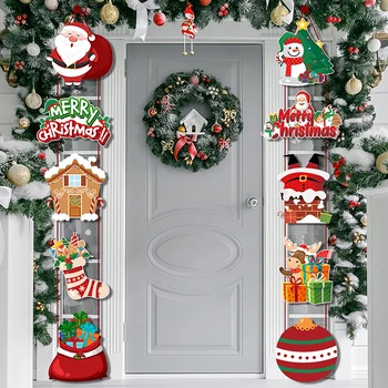 10PCS Vesel Božič Vrata Visi Banner Santa Claus Snežaka Couplet Navidad 2023 Božično zabavo Doma Dekoracijo 2024 Noel
