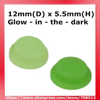 12 mm(D) x 5,5 mm(H) Sij-v-temno Silikonski Tailcaps - Zelena / Zelena Fluorescentna Luč (10 kosov)