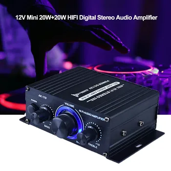 12V AK170 Mini 20+20 W Digitalni Moč Avdio Avto Ojačevalec Modra Svetloba Stereo Audio Ojačevalnik Za Domači Kino Klub Stranka Glasbe