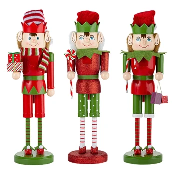 15-Palčni Lesene Božič Elf Nutcracker Vojak Kralj Figur Igrače, Okraski za Počitnice Božični Okraski Police