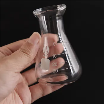 1pcs Pregleden erlenmajerico steklena bučka erlenmeyer 50 ml šolski lab stekleni izdelki