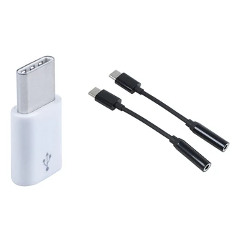 1Pcs USB Tip C 3.1 Moški Mini USB 2.0 5 Pin Ženski Podatkov Adapter Z 2Pcs USB C Do 3,5 Mm Slušalke Jack Adapter