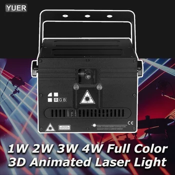 1W 2W 3W, 4W Z ILDA Fazi 3D Animacija Optičnega DJ Lasersko Svetlobo DMX Svetlobni Projektor Bar Klub Disco Božično zabavo, Poroko, Kažejo,