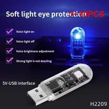 1~10PCS USB LED Nočna Lučka Glasovni Nadzor Svetlobe Led Notranjosti Noč Lučka Pisane Mini Avto Luči Auto Branje Light Color