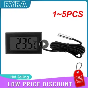 1~5PCS Mini LCD-Digitalni Termometer z Vodotesna Sonda Notranja Zunanja Priročno Temperaturni Senzor za Hladilnik Hladilnik