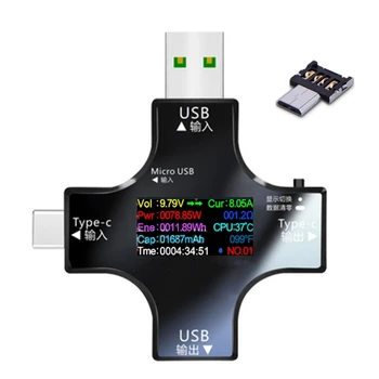 2 v 1 Tip-C USB Tester Digitalni Multimeter Trenutno Voltmeter Detektorji