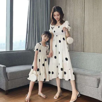 2022 Novo Starš-otrok Obleko Poletje Mati In Ženske obleke korejski Slog Super Tuje Dekle Priložnostne Neto Rdeče Princesa Krilo