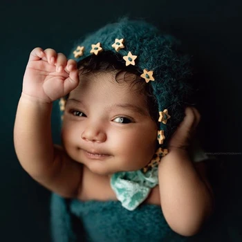 2022 novorojenčka klobuk fotografija rekviziti,ročno moher star pokrova za otroka fotografijo ustrelil