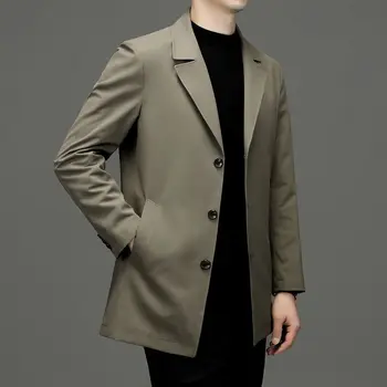 2023 Bombaž Plašč Poslovnih Moških Blazer Moda korejski Slog Priložnostne Slim Fit Moški Obleko Kaki Sivo Črna Barva Suknjič B179