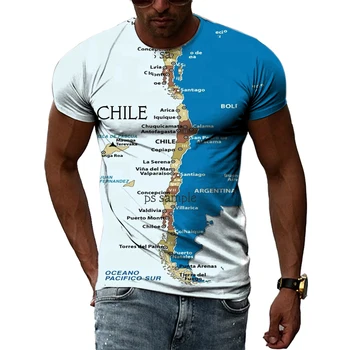 2023 Lepi Državi Čile Moške majice Sumemr Moda Priložnostne 3D Tiskanih Kratek Rokav Lep Harajuku Vrhovi