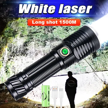 2023 Najnovejši Bela Laserska LED Bliskavico Super Močan Baklo Luči Polnilna Svetilka Dolgo Strel Visoka električna Ročna Svetilka za Kampiranje