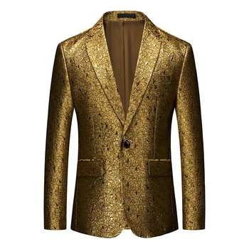 2023 Poslovna Moda Priložnostne Obleko En Gumb Korejski Fit Zlato Priložnostne Obleko, Plašč