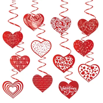 2024 Valentinovo Spirala Banner Rdeče Srce Ljubezni POLJUB Rose XOXO Obesek Visi Vesel Valentien Dan Stranka Dekor Venci 2024