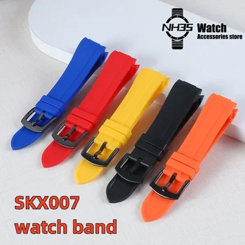 22 mm, Mehke Gume Watch Trak Za Seiko SKX007 SKX009 Ukrivljen Koncu Traku Silikonsko Zapestnico Oranžna Črna Modra Rdeča Sponke