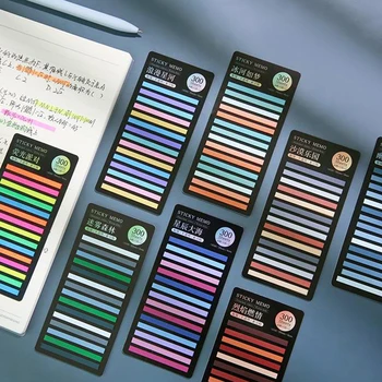 300 Listov Rainbow Barva Indeks Memo Pad Dodatno Tanko Lepljivo Fluorescentna Pregleden Opomba Indeks Nalepke, Samolepilne Etikete Šoli Supp