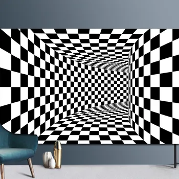 3d vortex odeje visual črno in belo mrežo iluzijo preproga za dnevna soba in spalnica doma Dekor mehko salonu hodnik talna obloga