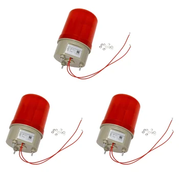 3X Industrijske Utripa Zvočni Alarm Svetlobe,FR-1101J 220V Rdeča LED Opozorilne Luči Acousto-Optičnih Alarmni Sistem