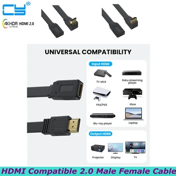 50 cm Ravno HDMI je združljiv Z 2.0 moški in ženski Podaljšanje Kablov, 4K 60HZ Vse Baker 19+1 High-Definition priključni Kabel