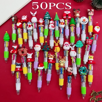 50Pcs/Veliko Kawaii Božič Mini Kemični Svinčnik Srčkan Risanka Mulitcolor Peresa, 4 Barvni Otroci Šoli Pisanje Pisalne Potrebščine Darila