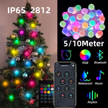 5M/10M 5V 2812 RGB Božično Drevo Pravljice StringLight LED Žogo Svetlobe Garland Nepremočljiva Prostem Žogo Lučka Božič Poroka Stranka Dekor