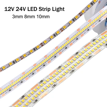 5M 10M LED Trak Svetlobe 12V 24V 2025 Upogljiv LED Trak 3 mm 8 mm 10 mm 168leds 280leds 312leds 420leds 624leds LED Trak iz Ozadja