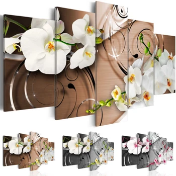 5pcs/set Sodobne Cvet Oljna slika Na Platnu HD Orhideja Wall Art Modular Slike Za Dnevni Sobi Doma Dekor Brez Okvirja