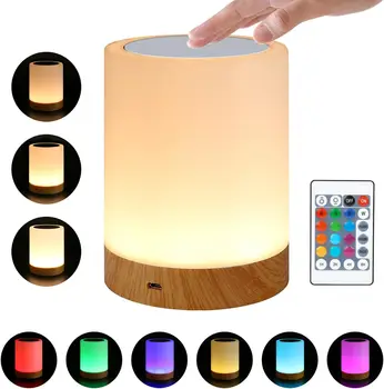 7 Barve Noč Light Touch Senzor Lučka za nočno omarico Lučka za Otroke Spalnica USB Polnilne Zatemniti Toplo Belo Svetlobo RGB Barvni