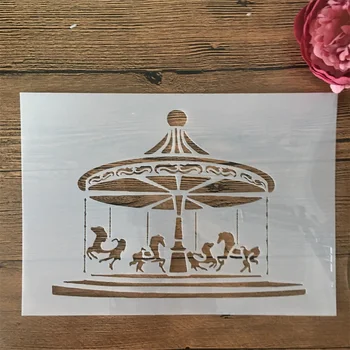 A4 29 cm Igrišče Merry-go-round DIY Layering Matrice Stensko Slikarstvo Album Kolorit Reliefi Album Dekorativni Predlogo