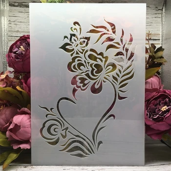 A4 29 cm Srce Cvetnih Listov DIY Layering Matrice Stensko Slikarstvo Album Kolorit Reliefi Album Dekorativni Predlogo
