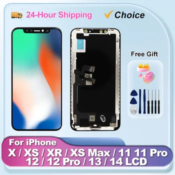AAAA OLED LCD Za iPhone X XR XS Max Prikaz S 3D Dotik Incell Zaslon Za iPhone 11 12 13 Pro Max 14 LC Nadomestni Deli