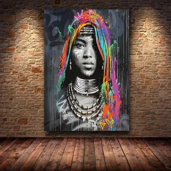 Afriško Črno Žensko Grafiti Umetnost Plakatov In Fotografij Povzetek Afriške Dekle Platna Slike Na Steni Umetniške Slike Stenski Dekor