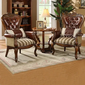 Ameriški stil masivnega lesa pravega usnja tiger stol