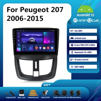 Android 12 DTS Zvok Za Peugeot 207 207CC 2006-2015 Let Navigacija Multimedia Avto Predvajalnik Radio 2Din Stereo Bluetooth 48EQ