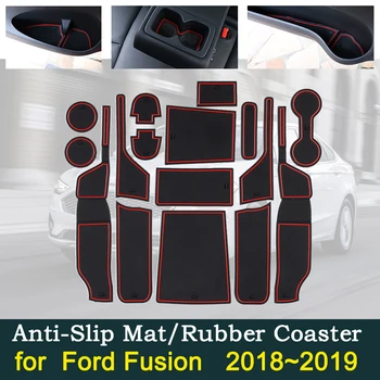 Anti-Slip Umazane Gate Preproge Pokal Groove Blazinice za Ford Fusion MK2 Mondeo 2018 2019 Avto Notranje zadeve Slog Oprema Dekor Nalepke