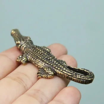 Antični Bronasti Krokodil Miniaturne Figurice Letnik Medenina Mini Aligator Kip Desk Okraski Doma Feng Shui Dekor Obrti