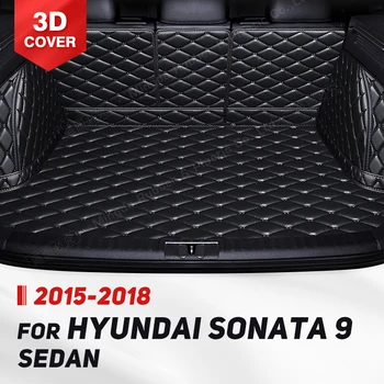 Auto Polno Zajetje Trunk Mat Za Hyundai Sonata 9 Limuzina 2015-2018 17 16 Prtljažniku Kritje Pad Notranje Zadeve Zaščitnik Dodatki