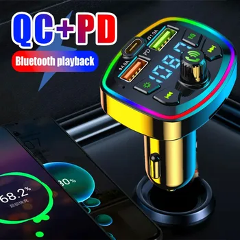 Avto Bluetooth 5.0 FM TransmitterDual USB PD Tip-C Hitro Polnjenje prostoročno Klicanje telefonskega Polnilnika MP3 Predvajalnik