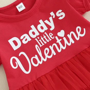 Baby Dekle Valentine s Dan Obleke Princess Kratek Rokav Tutu Romper Obleko Glavo Novorojenega Dojenčka Poletne Obleke