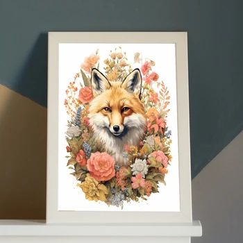 Barvanje Z Številkami Cvetje In Lepa Fox Pokrajina Digitalnih Barve Ročno Odrasle Otroke Darilo Dekoracijo Sten Umetnosti