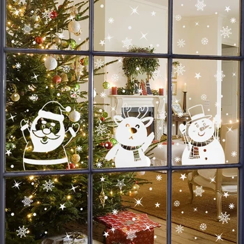 Barvita Santa Claus Snežaka Elk Okno Nalepke,Bela Snežinka Doma Dekoracijo Vinilna,2024 Božično Vzdušje Dekoracijo