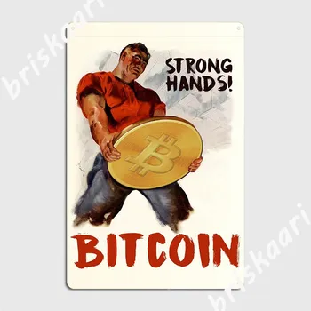 Bitcoin Močne Roke 2 Kovinske Plošče, Plakat Klub Klasično Stensko Slikarstvo Jama Objave Tin Prijavite Plakat