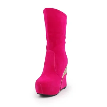BLXQPYT Zapatos De Mujer 2021 Ženska Oblikovalec Čevlji z Visokimi Petami Seksi Močen Platformo Petah Plišastih Pozimi Klini Škornji, Čevlji D316