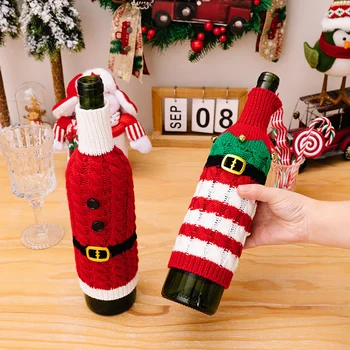 Božič Vina, Steklenico Imetnika Nastavite Trakove Tkanine Vino, Steklenice, Vrečke Za Božično Zabavo Mizo Dekoracijo