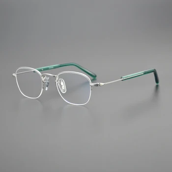 Classic Vintage Pol Rimless Očala za Moške Ultralahkih Kvadratnih Optičnih Očal Okvir Ženske Japonski Ročno Retro Očala