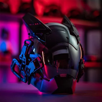 Cyberpunk Čelada Shinobi Masko Techwear Cosplay Masko specialne Sile Samurai Cevi Dreadlocks Prilagodite Zaslon z LED Luči